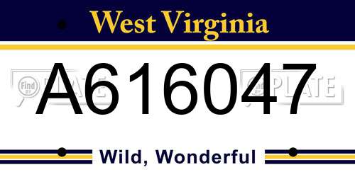 A616047 West Virginia License Plate