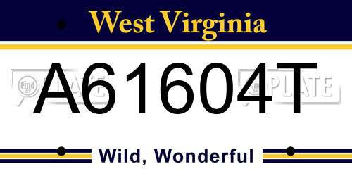 A61604T West Virginia License Plate
