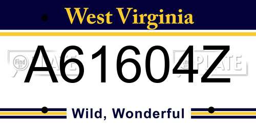 A61604Z West Virginia License Plate