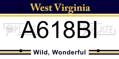 A618BI West Virginia License Plate