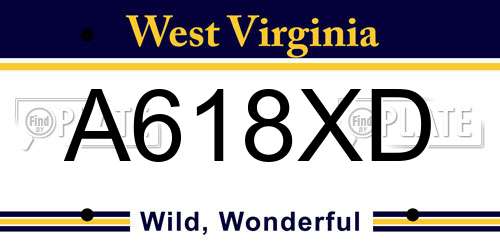 A618XD West Virginia License Plate
