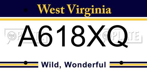 A618XQ West Virginia License Plate
