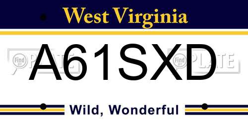 A61SXD West Virginia License Plate