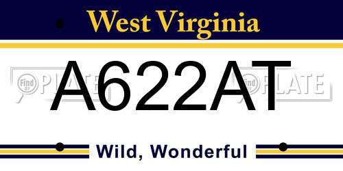 A622AT West Virginia License Plate
