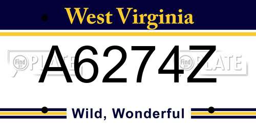 A6274Z West Virginia License Plate