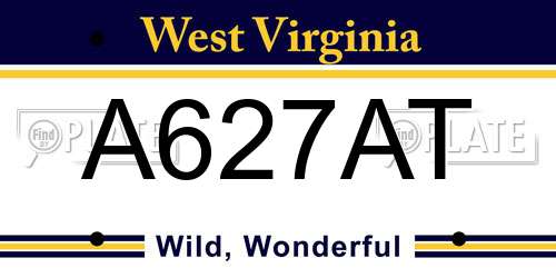 A627AT West Virginia License Plate