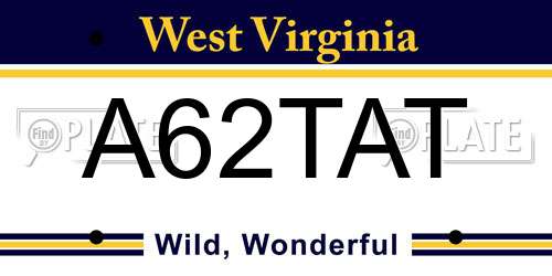 A62TAT West Virginia License Plate