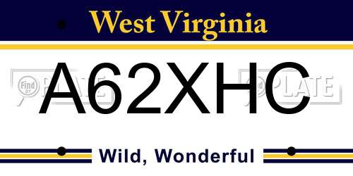 A62XHC West Virginia License Plate