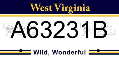A63231B West Virginia License Plate