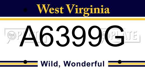 A6399G West Virginia License Plate
