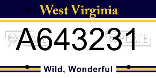 A643231 West Virginia License Plate