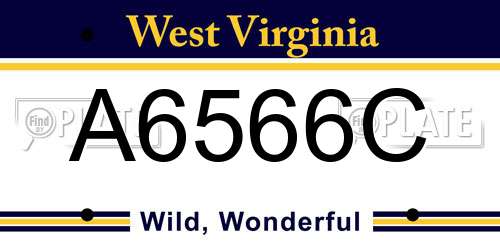 A6566C West Virginia License Plate