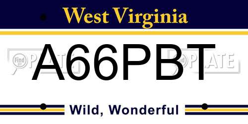 A66PBT West Virginia License Plate