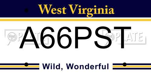 A66PST West Virginia License Plate