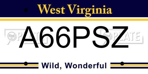 A66PSZ West Virginia License Plate