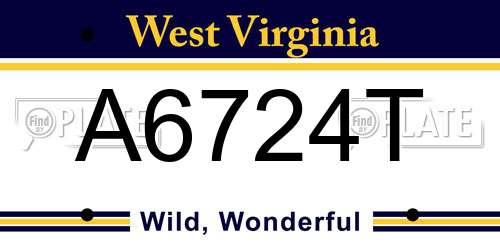 A6724T West Virginia License Plate