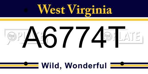 A6774T West Virginia License Plate