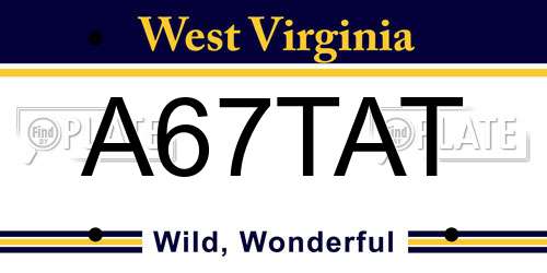 A67TAT West Virginia License Plate
