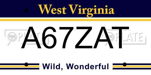 A67ZAT West Virginia License Plate