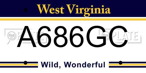 A686GC West Virginia License Plate