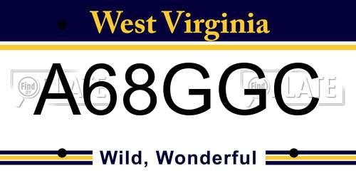 A68GGC West Virginia License Plate