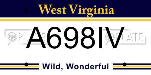 A698IV West Virginia License Plate