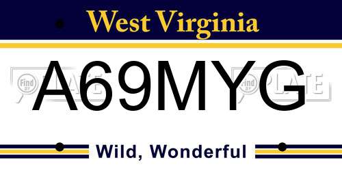 A69MYG West Virginia License Plate