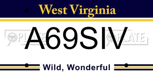 A69SIV West Virginia License Plate