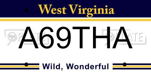 A69THA West Virginia License Plate