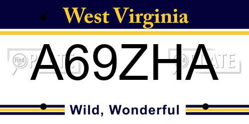 A69ZHA West Virginia License Plate