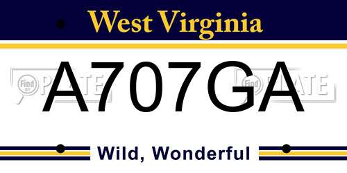 A707GA West Virginia License Plate