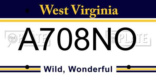 A708NO West Virginia License Plate