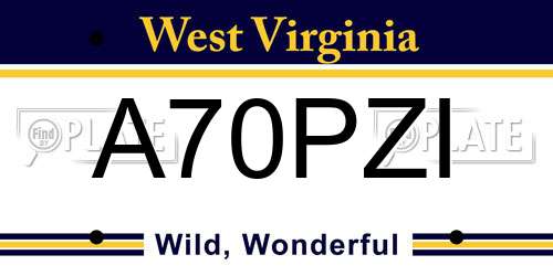 A70PZI West Virginia License Plate