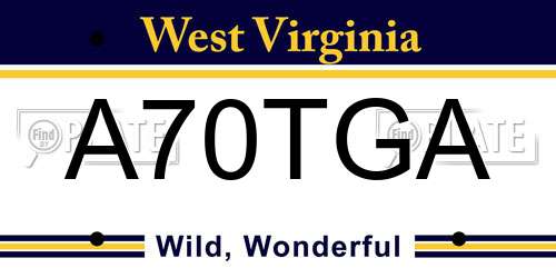 A70TGA West Virginia License Plate