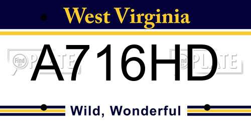 A716HD West Virginia License Plate