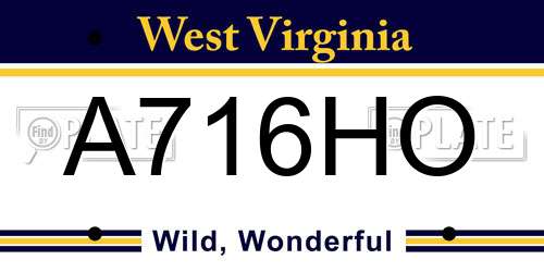 A716HO West Virginia License Plate