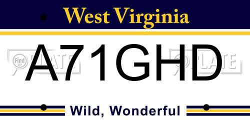 A71GHD West Virginia License Plate