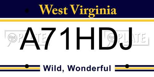 A71HDJ West Virginia License Plate