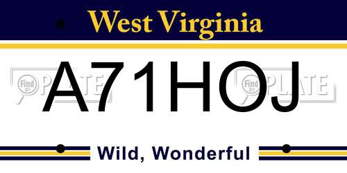 A71HOJ West Virginia License Plate
