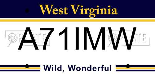 A71IMW West Virginia License Plate