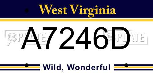 A7246D West Virginia License Plate