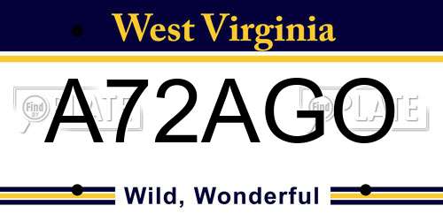 A72AGO West Virginia License Plate