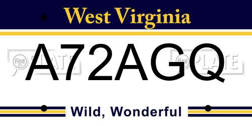 A72AGQ West Virginia License Plate