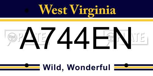 A744EN West Virginia License Plate