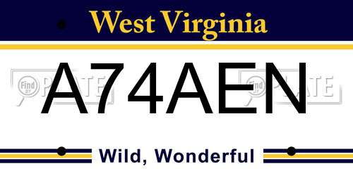 A74AEN West Virginia License Plate