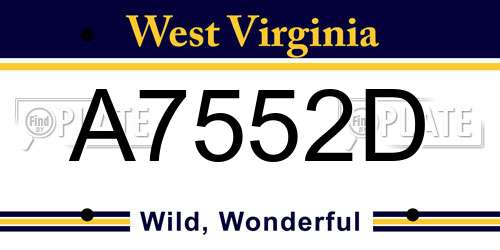 A7552D West Virginia License Plate