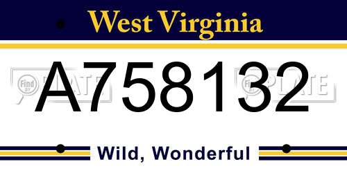 A758132 West Virginia License Plate