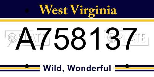 A758137 West Virginia License Plate