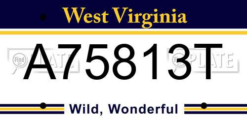A75813T West Virginia License Plate