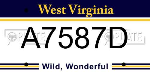 A7587D West Virginia License Plate